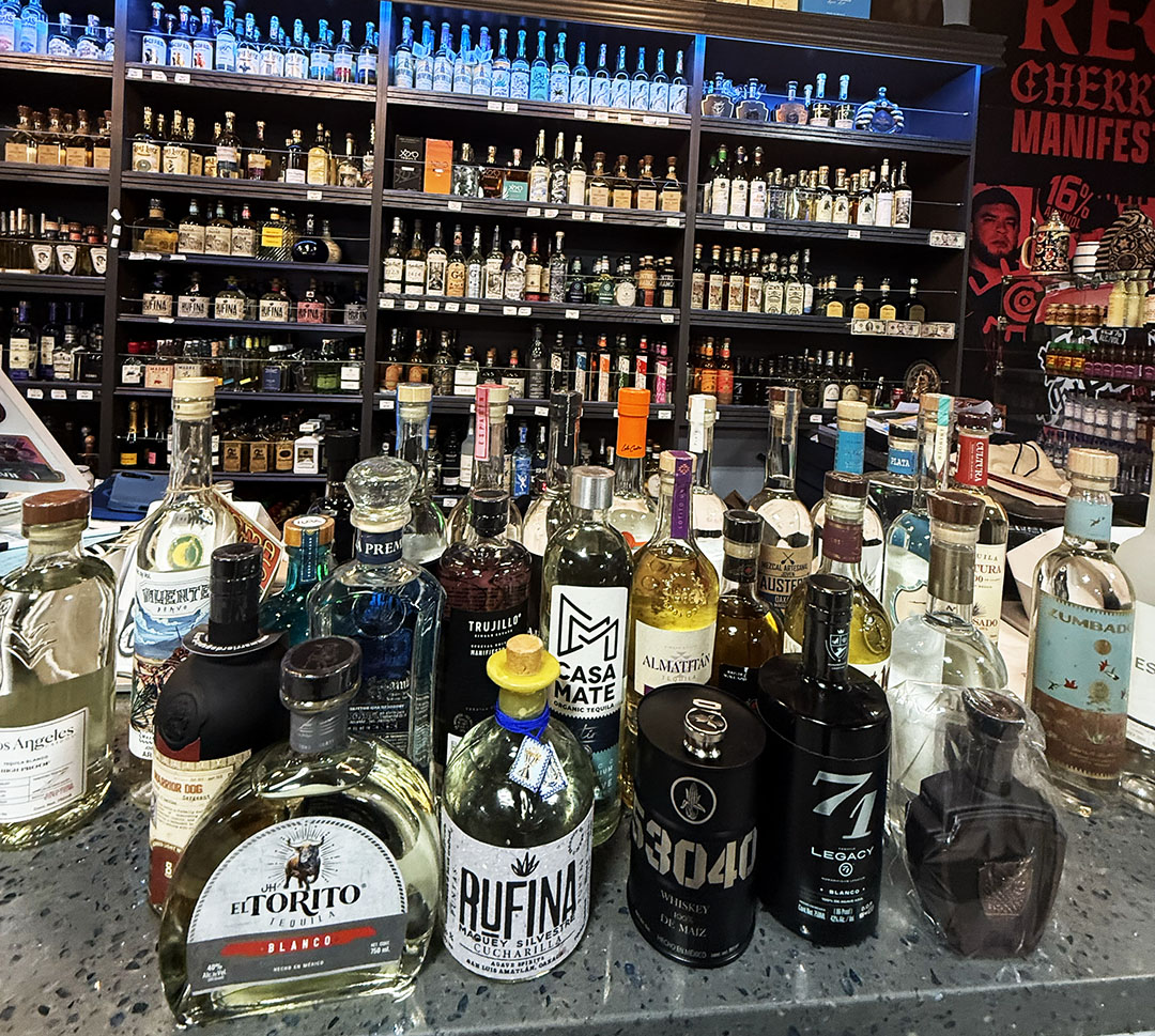 Premium tequila and mezcal selection